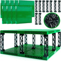Classic Brick 16x16 Plate 1/3 with Holes - Pixel Art Painting Base Pins Suppor Pillar Accessories Pack,Building Block Bulk Parts and Pieces Sets,Compatible with 65803(Green)
