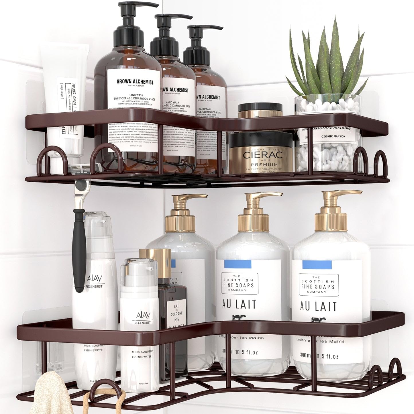 Sakugi Corner Shower Caddy - 2 Pack, Adhesive Shower Organizers