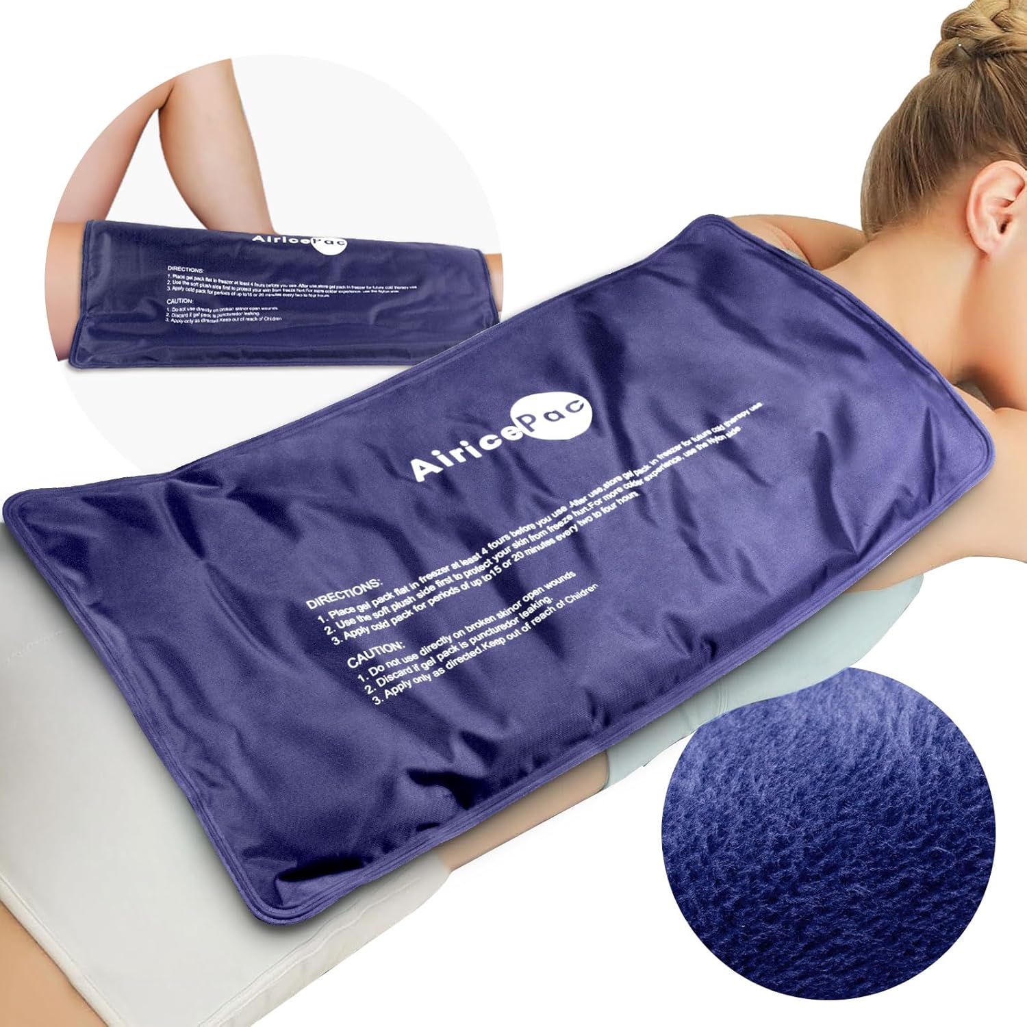 AiricePac Extra Large Gel Flexible Back Ice Packs for Injuries Reusable, 11â€x 20â€ Cold Pack Wrap for Knee Leg Neck Shoulder Hip Back Pain Relief, Cold Compress Therapy for Swelling, Bruises, Surgery