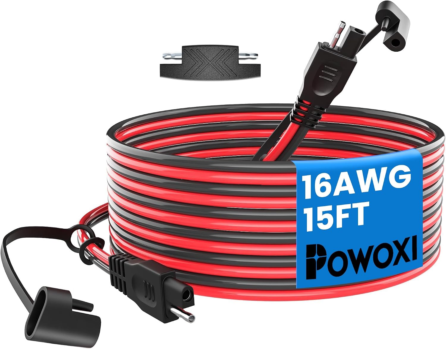 POWOXI 15Feet SAE Extension Cable Quick Disconnect Wire Harness Solar Cables SAE Connector for Solar Panel Automotive RV Motorcycle Tractor 16AWG