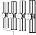 NovelBee 4pcs Stainless Steel Clamp on Fishing Rod Holders with Black Rubber Insert for Rails 7/8" to 1"