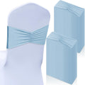 Moukeren 50 Pcs Spandex Chair Sashes Bows Decorations(Sky Blue)
