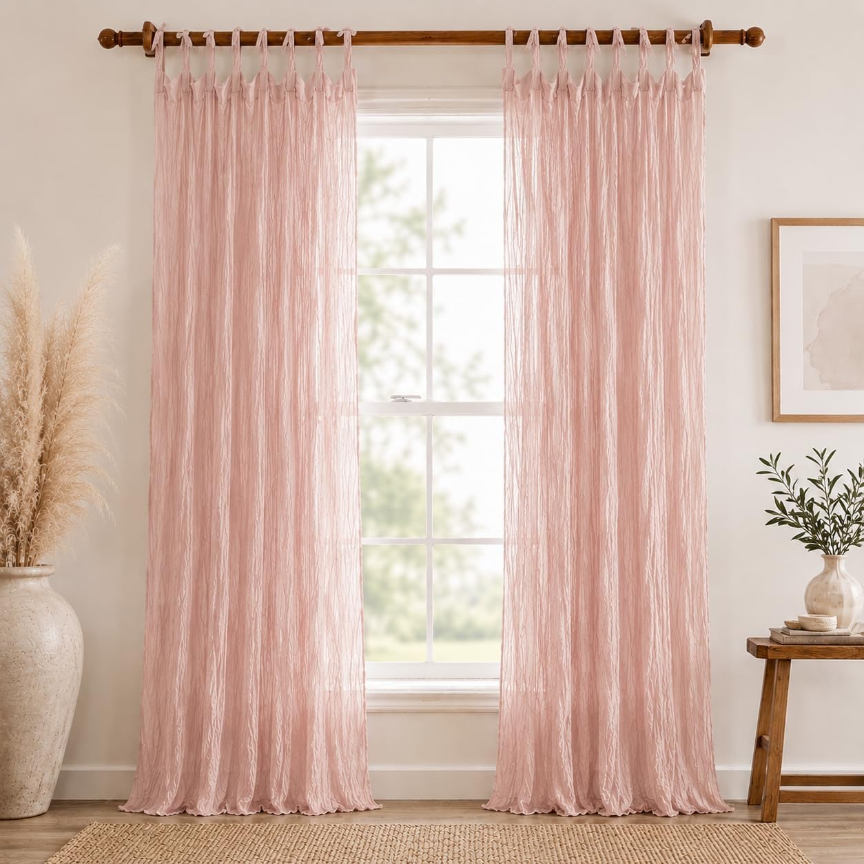 Sheer Crinkle Curtains 42x84 inches, 2 panels