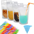 100 Pcs Zipper Plastic Pouches Drink Bags