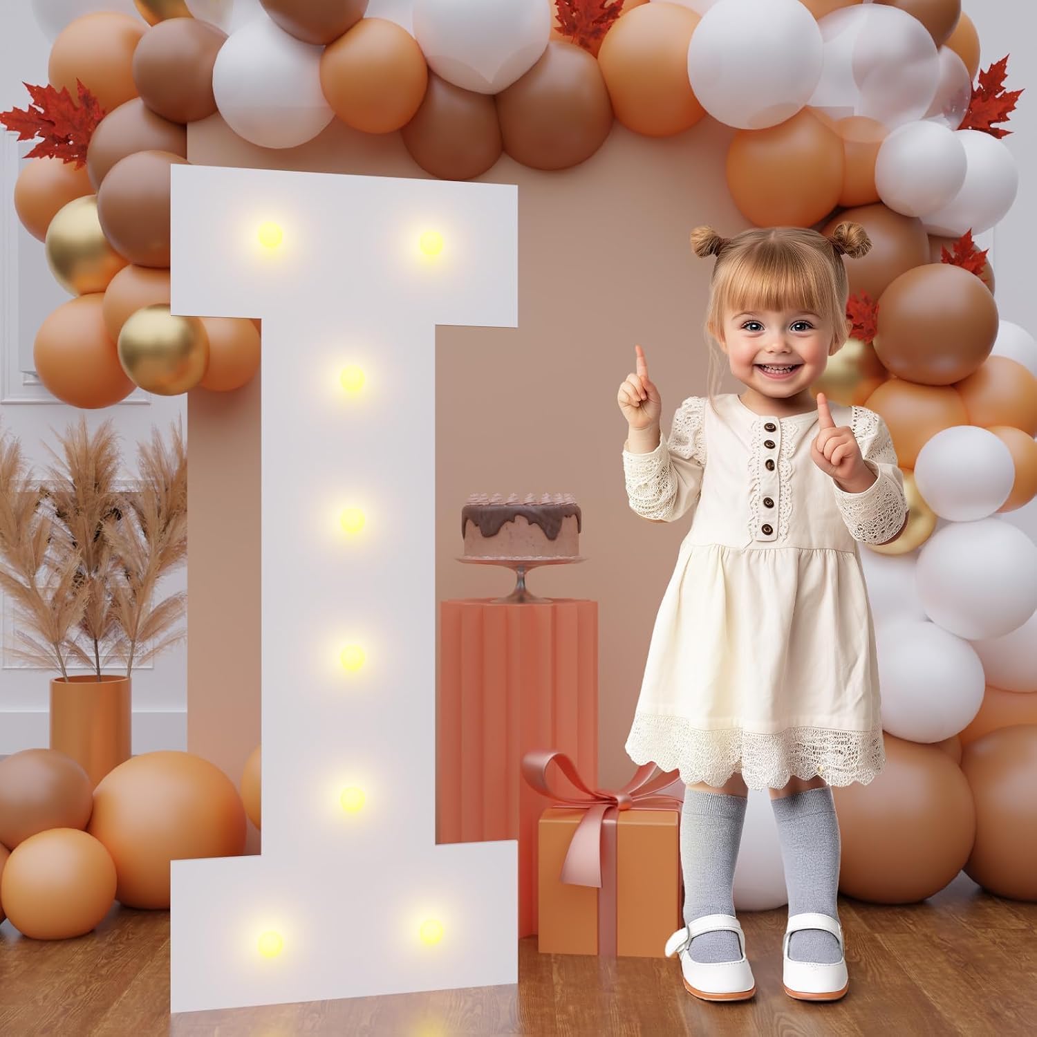 Bugame 3FT Light Up Letters, Quick 7-Min Setup No Edge Assembly Needed, Lightweight Foam Board Marquee Letters for Birthday Wedding Baby Shower Backdrop Decor, Letter I
