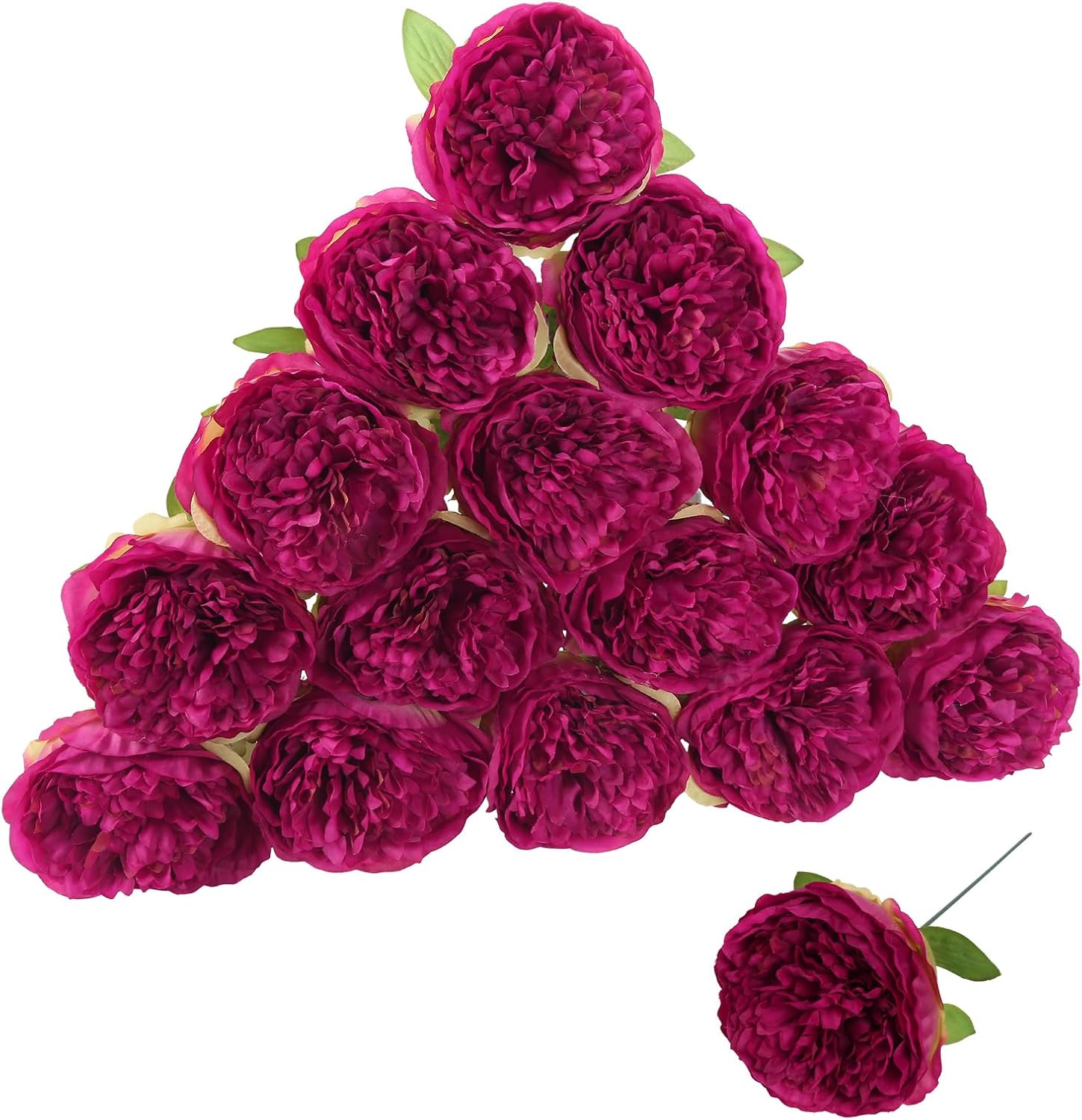 Fqueelvys Artificial Peonies 16pcs Artificial Flowers Peony Silk Flower Heads with Stem Purple Fake Flowers Peonies Faux Flowers Realistic Flowers for Home Wedding Party Festival Decor (Purple)