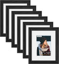 PEALSN 8x10 Picture Frame Set of 6, Display Pictures 5 x 7 with Mat or 8 x 10 without Mat, Wall Gallery Photo Frames.
