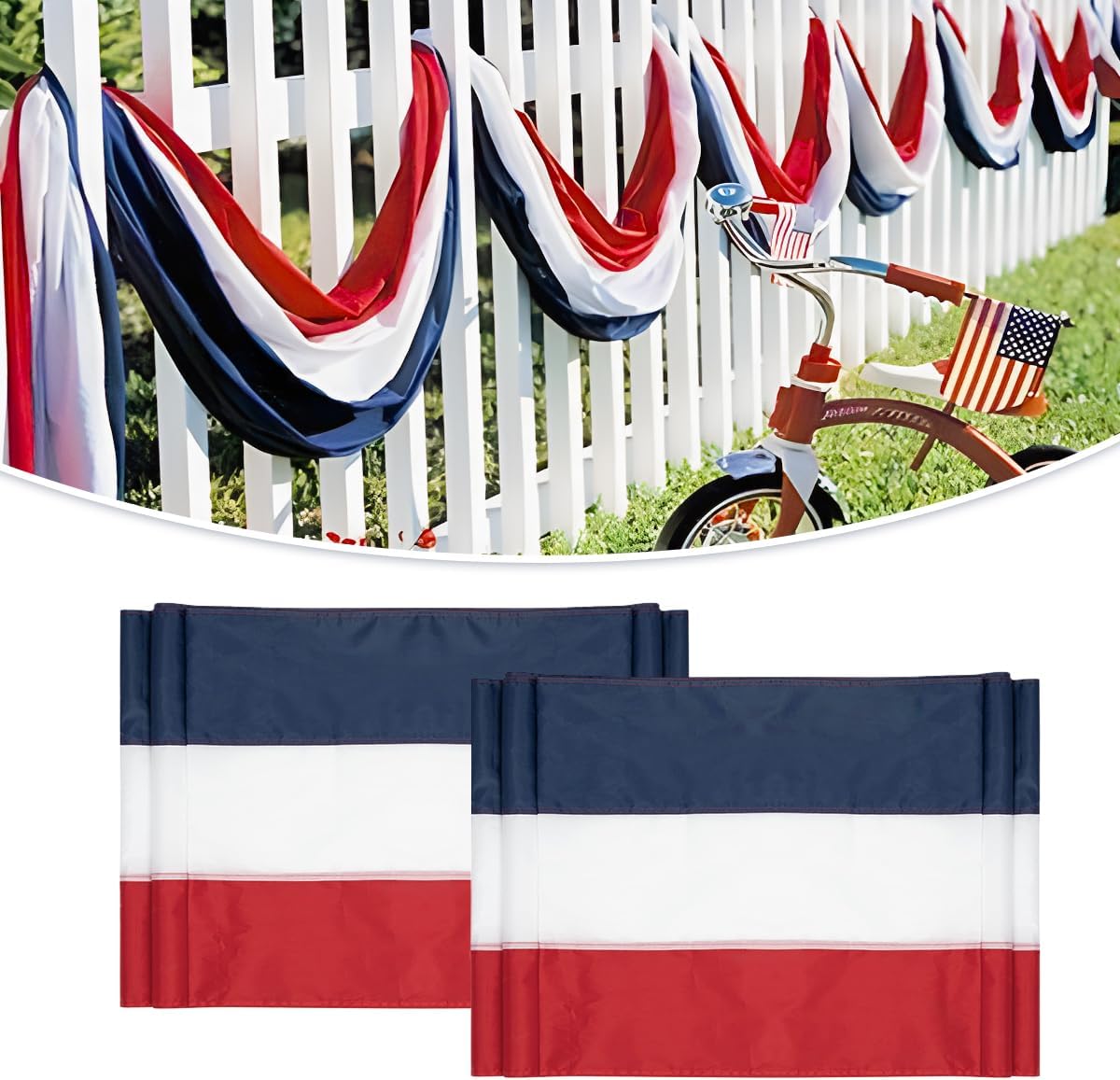 2 Pack American Flag Bunting Banner 2x20 Ft Patriotic