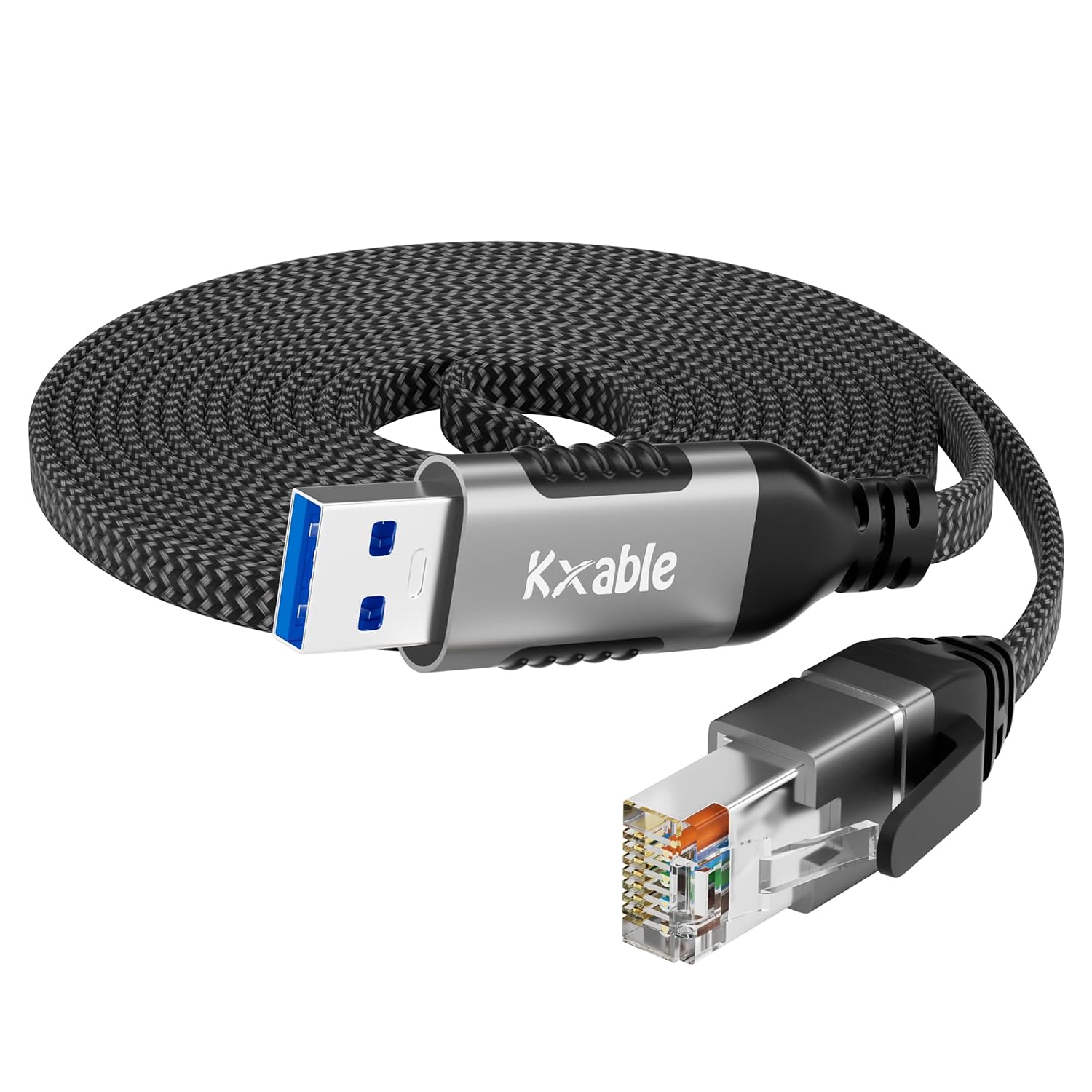 Kxable Flat USB to Ethernet Cable 25 FT, USB 3.0 A to RJ45