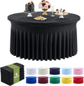 6-Pack Black Round Spandex Tablecloths.