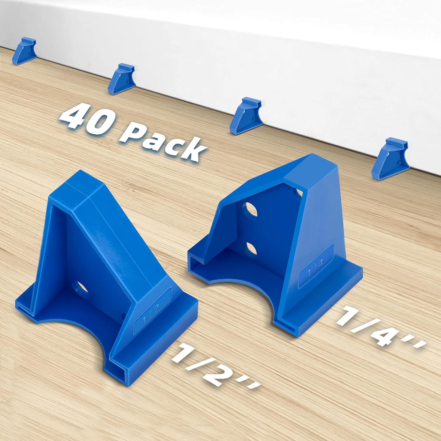 Upgraded 40 Pack Flooring Spacers Laminate Flooring Installation Kit with 1/4â€ & 1/2â€ Gap, Wood Floor Install Tool for Laminate, Vinyl Plank, Hardwood, LVT, Bamboo and Floating Floor Installation