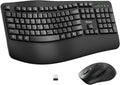 S Keyboard and Mouse Combo,2.4G Full Size Wave Keys Ergonomic Keyboard with Wrist Rest for Natural Typing, 3 DPI Adjustable Ergonomic Silent Mouse for Computer/Laptop/Windows/Mac (Black)