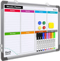 Weekly Calendar Whiteboard for Wall, 16x12 Inches Dry Erase Board, Small Magnetic White Board, Double-Sided Hanging Board for Office School Home Kitchen, Portable Board for Drawing Planning To Do List