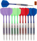SHOT TAKER CO. EST. 2017 Steel Tip Darts Set |12 pc Bar Darts; 3 of Each Color; Perfect Fun Darts for 4 Players Throwing Metal Tip On Dartboard in Family Game Room, Man Cave (23g Nickel-STC10455)