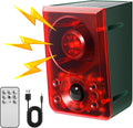 Solar Outdoor Motion Sensor Alarm - Dog Barking & Gunshot Sound, Support Recording and Volume Adjustment, 130dB Noise with Flashing Light to Deter Raccoon, Deer, Skunk, Bear, Coyote