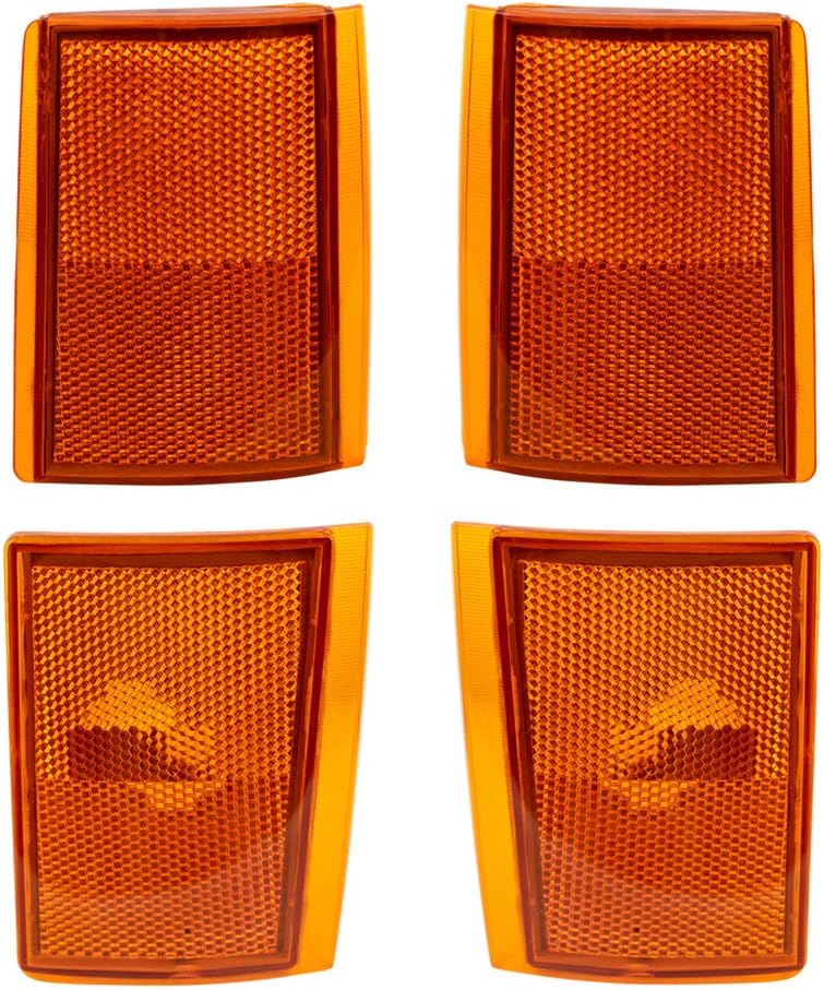 Brock Replacement Driver and Passenger 4 Pc Set Upper & Lower Signal Side Marker Reflector Lights Compatible with 1988-1993 C1500 C2500 K2500 K3500 Pickup Truck