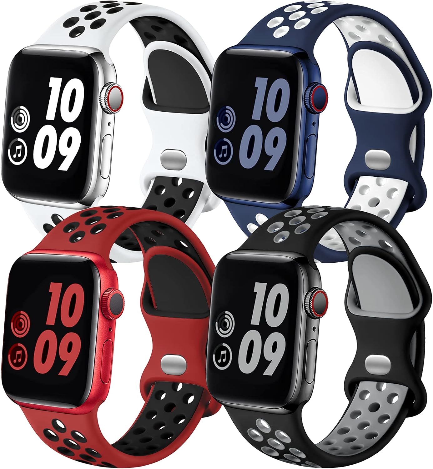 Adorve 4 Pack Sport Bands Compatible with Apple Watch Bands