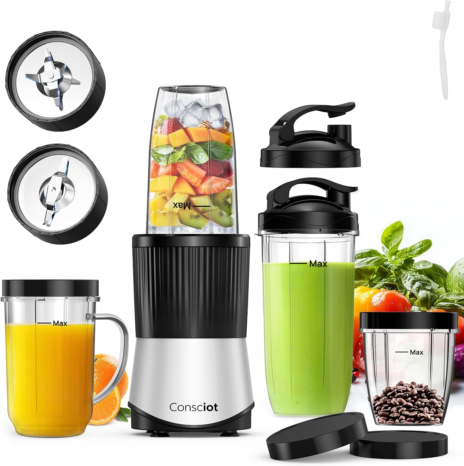 Consciot CB08 16-Piece Blender & Grinder Combo