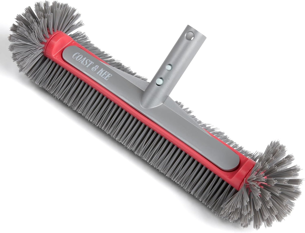Pool Brush Head for Inground & Above Ground Pools | 10-Rows of Nylon Bristles Heavy-Duty Aluminum Handle | Swimming Cleaning Brush for Walls, Corners, Stairs & Floors