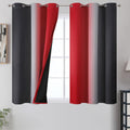 Estelar Textiler Ombre Red and Black Curtains 45 Inch Length 2 Panels, 100% Blackout Curtains for Living Room, Grommet Thermal Insulated Drapes, Full Light Blocking Curtains for Bedroom, 42x45 Inch