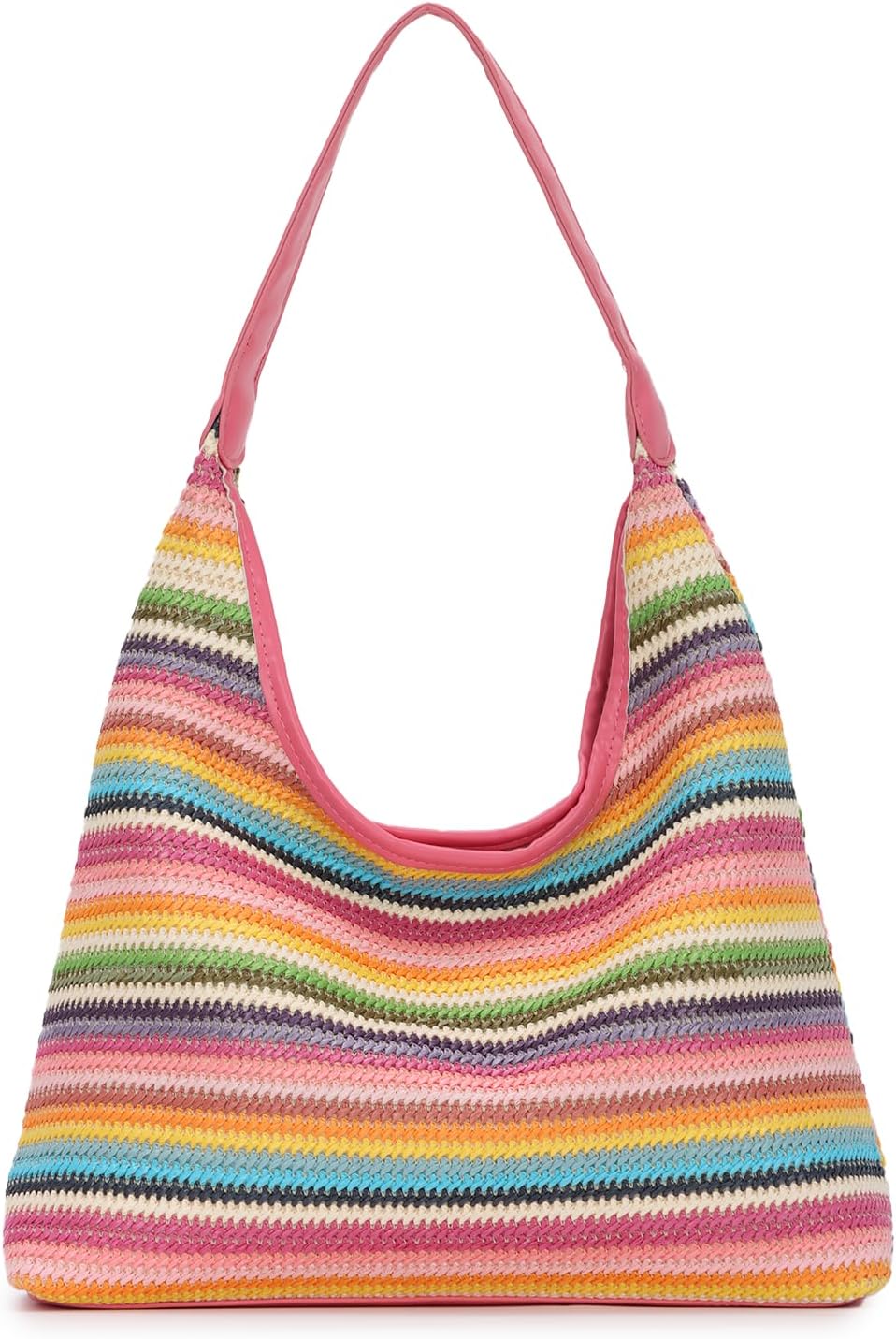 Oweisong Women Summer Beach Bag Straw Bucket Tote Handbag Woven Vacation Purse