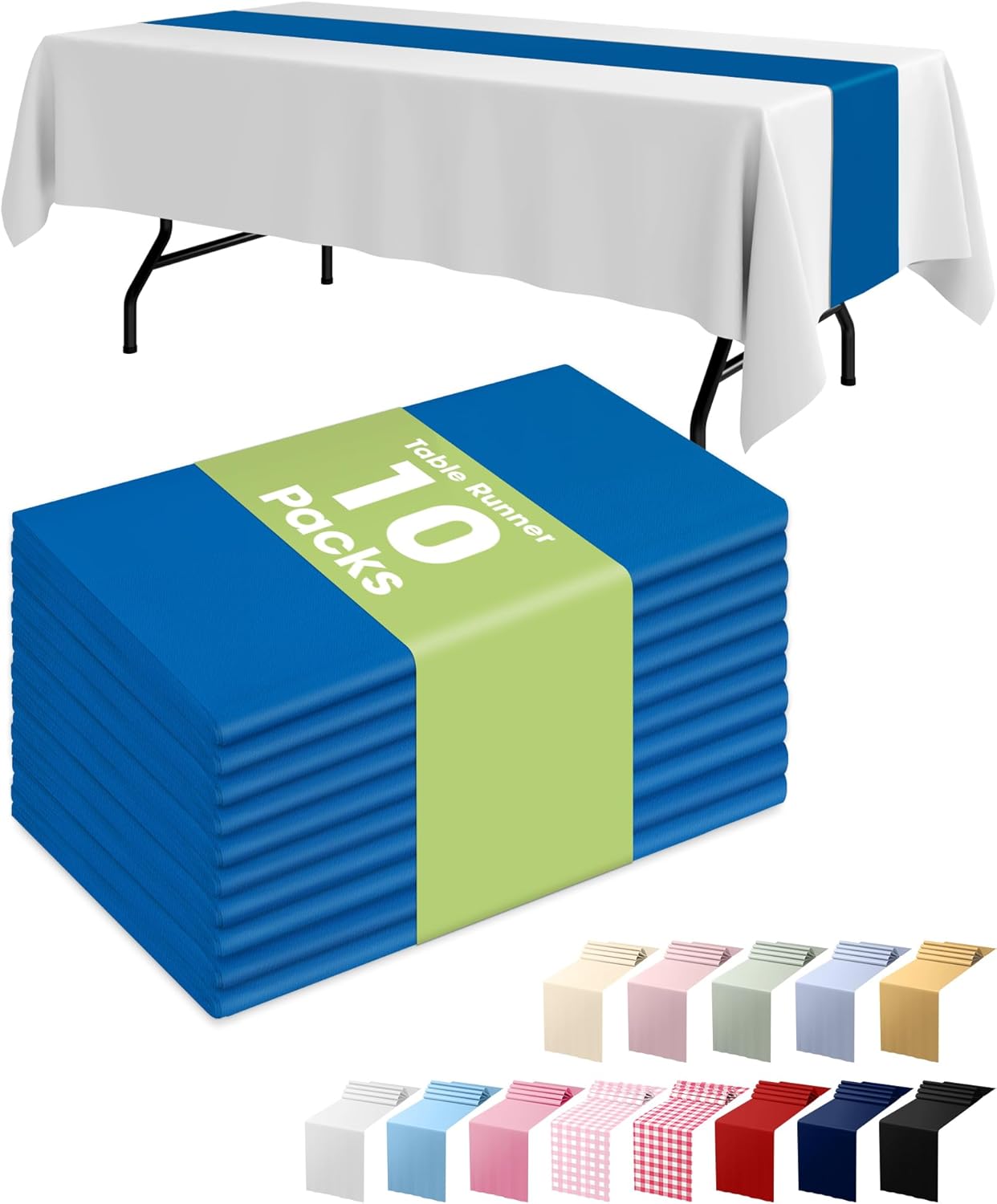 Pureegg Blue Plastic Table Runners - 10 Pack, 14'' x 108''