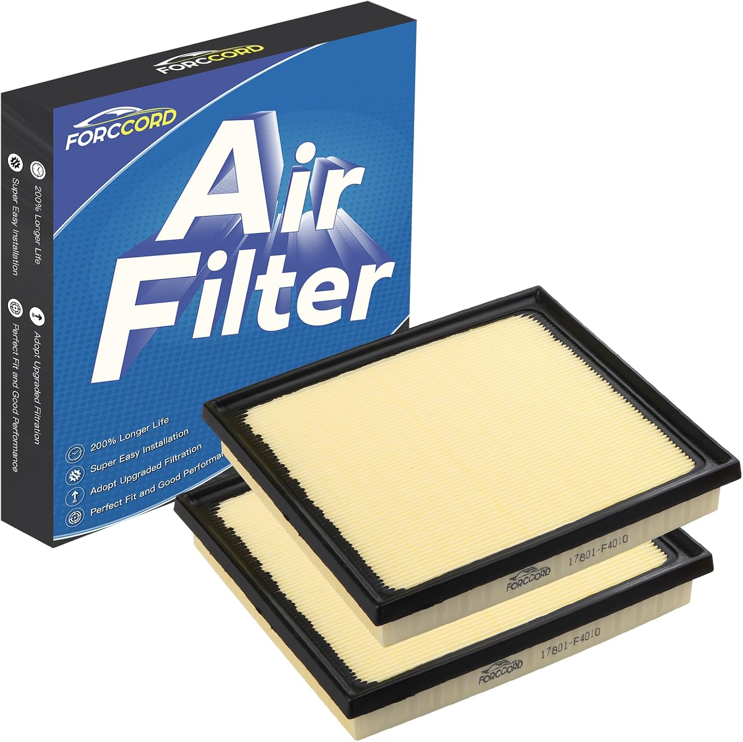Forccord 2-Pack Engine Air Filter Fits for 2022-2026 Toyota Tundra 3.4L / 2023-2026 Sequoia 3.4L Air Filter Replacement 17801F4010 Car Accessories