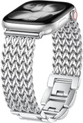 SNBLK Metal Band Compatible with Silver Apple Watch Bands
