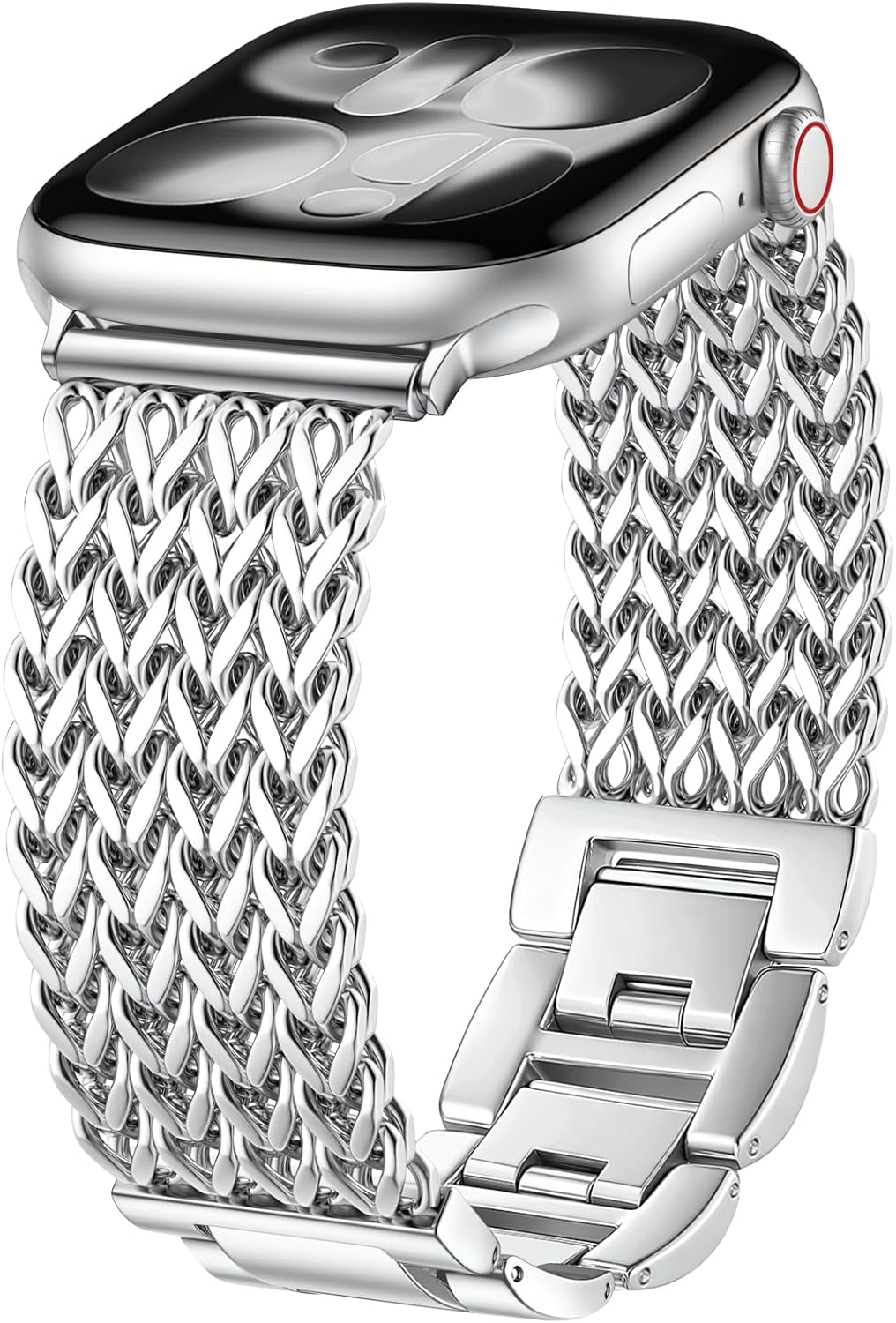 SNBLK Metal Band Compatible with Silver Apple Watch Bands