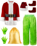 Penny Esther Halloween Costumes Adult Cosplay Christmas Green Santa Costume Funny Santa Suit for Men Santa Outfit