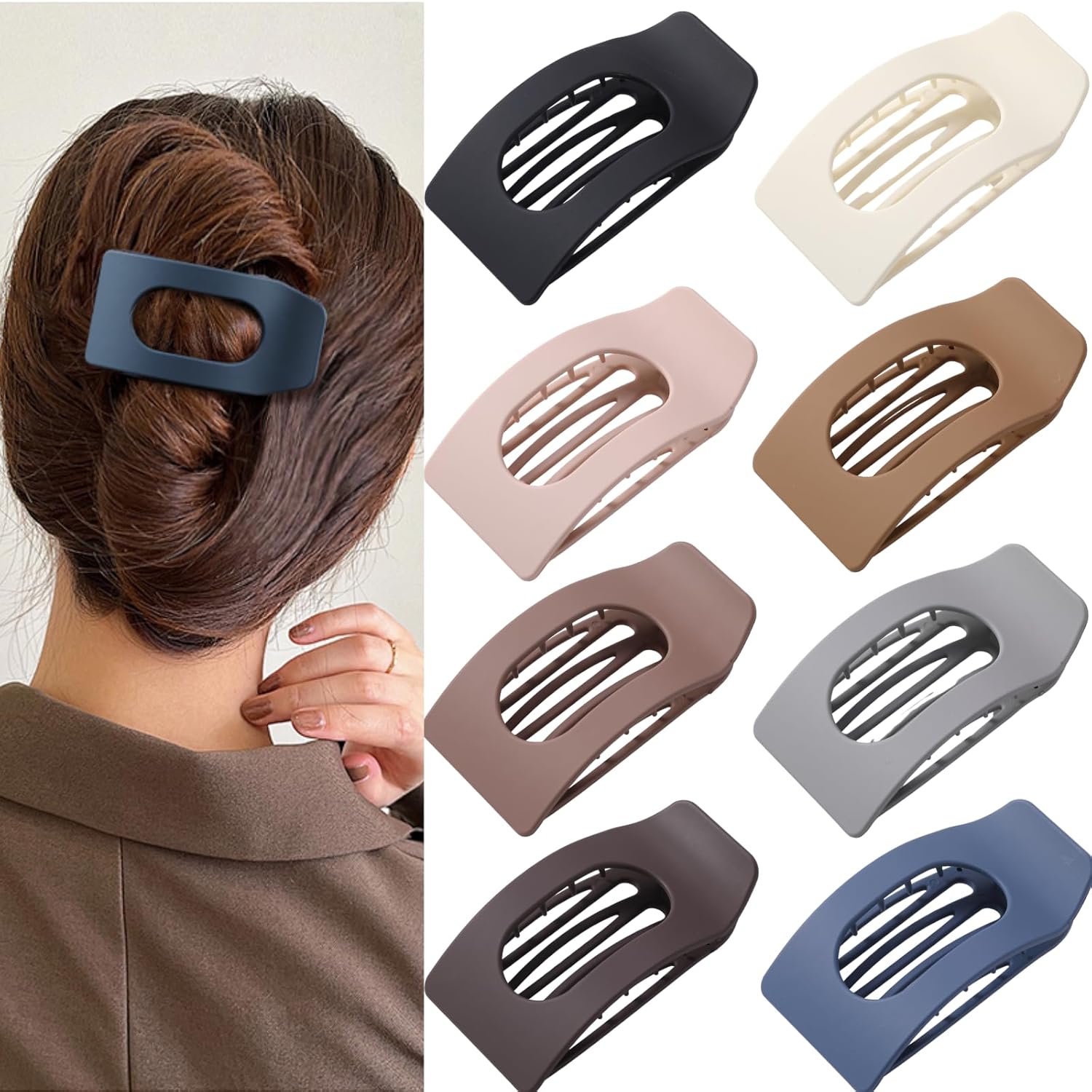 8 Pack Flat Hair Clips Matte