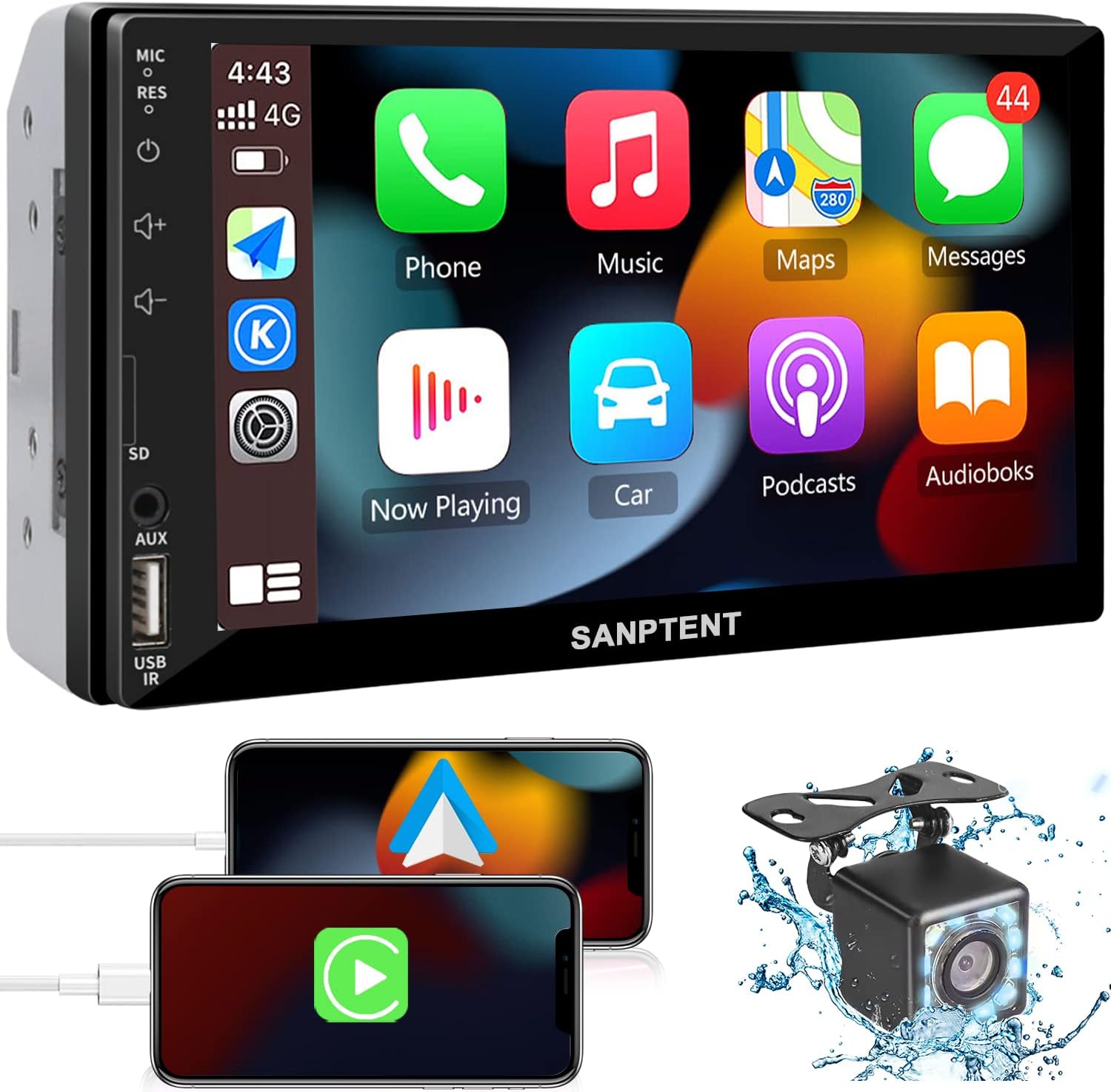Double Din Car Stereo with 7 Inch Touchscreen, Radio Audio Receiver