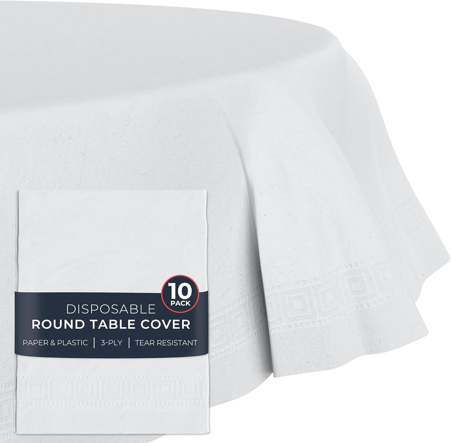 HOUZZKINGZ USA Paper Tablecloths for Round Tables | 82" - 10 Pack |