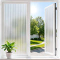 Haton Reeded Glass Window Privacy Film, Static Cling Non-Adhesive Frosted Film