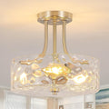 Brushed Nickel Semi Flush Mount Ceiling Light, 11.8" Foyer Lighting Fixtures, 3-Light Modern Glass Entryway Hallway Light Fixture for Dining Room Kitchen Bedroom Laundry Room