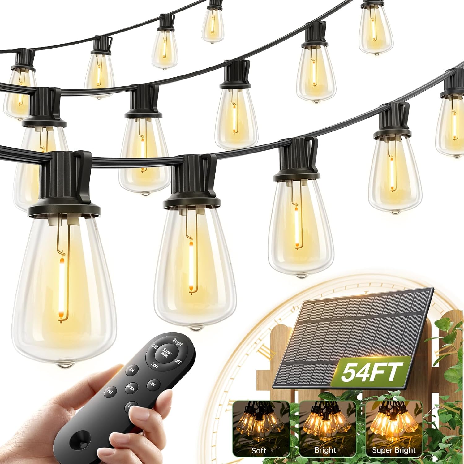 addlon 54(48+6) FT Solar String Lights