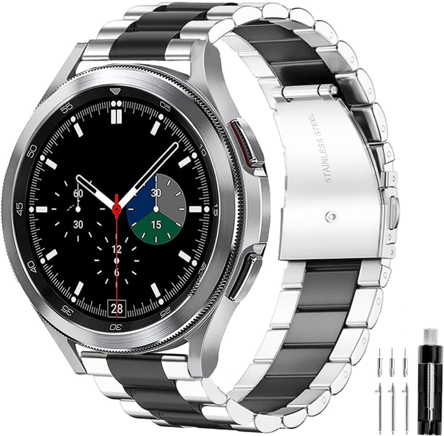 Stainless Steel Watch Band Compatible with Samsung Galaxy Watch