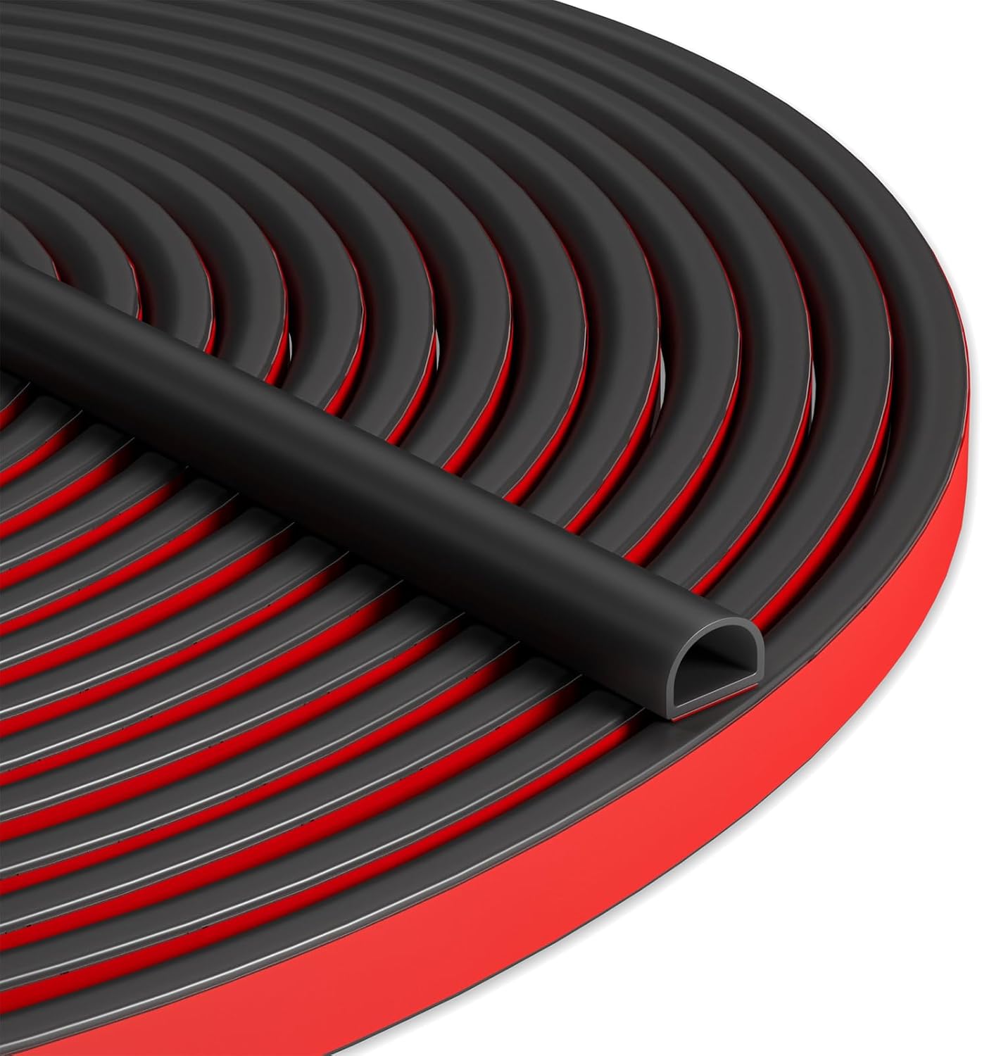 Bantie 20FT Weather Stripping Door Seal, Self-Adhesive Silicone D-Shaped Seal Strip for Door Frame & Window Gaps, Soundproof Insulation Gap Filler
