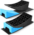 RV Leveling Blocks Kit, Travel Camper Leveler RV Leveling Blocks Ramp for Trailer, Motorhome, Dual Axle Trailer 2 Pack,Blue & Black