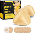 DesirTop Double Sided Sticky Bra Push Up, Invisible Bra Pad Inserts for Large Breasts, Adhesive Bra for Bikini Swimsuit (Beige, Large)