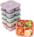 BE OVER QUALITY 6 Pack Snack Containers, 4 Compartment Snack Box Containers Bento Box, Reusable Meal Prep Lunch Containers for Adults Kids Toddler, Divided Food Containers for Travel Work School