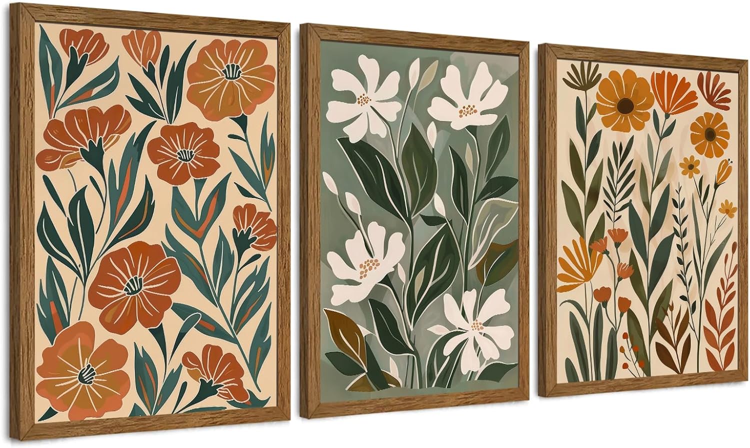 Urmoya 3 Pieces Flower Market Canvas Wall Art