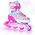 Kids Inline Skates for Girls and Boys -Rose Red Blades Roller for Kids Youth Age 7 8 9 10 - Adjustable All Light up Wheels Indoor Outdoor Sports Birthday Gift for Son and Grandson