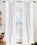 100% Blackout Shield Linen Blackout Curtains for Bedroom 84 Inches Long, Back Tab/Rod Pocket Living Room Drapes, Thermal Insulated Blackout Curtains 2 Panels Set, 50" W x 84" L, Bright White