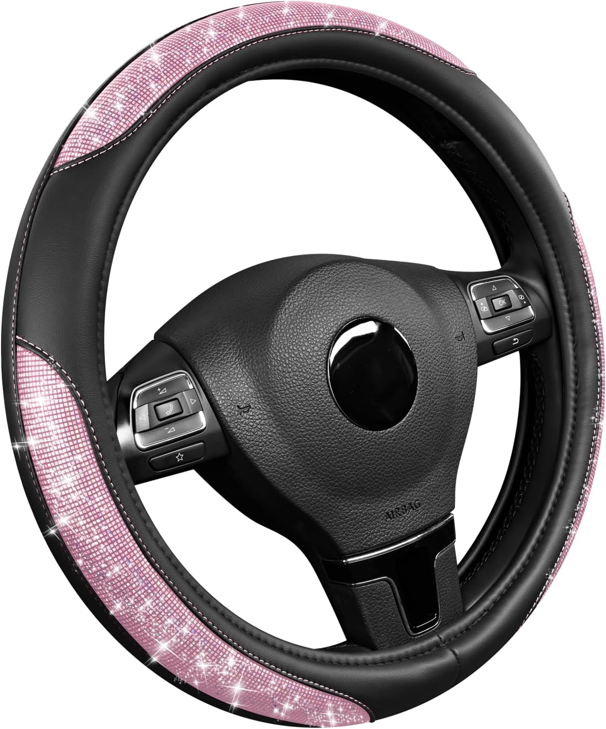 Pink Pixel Glitter Steering Wheel Cover.