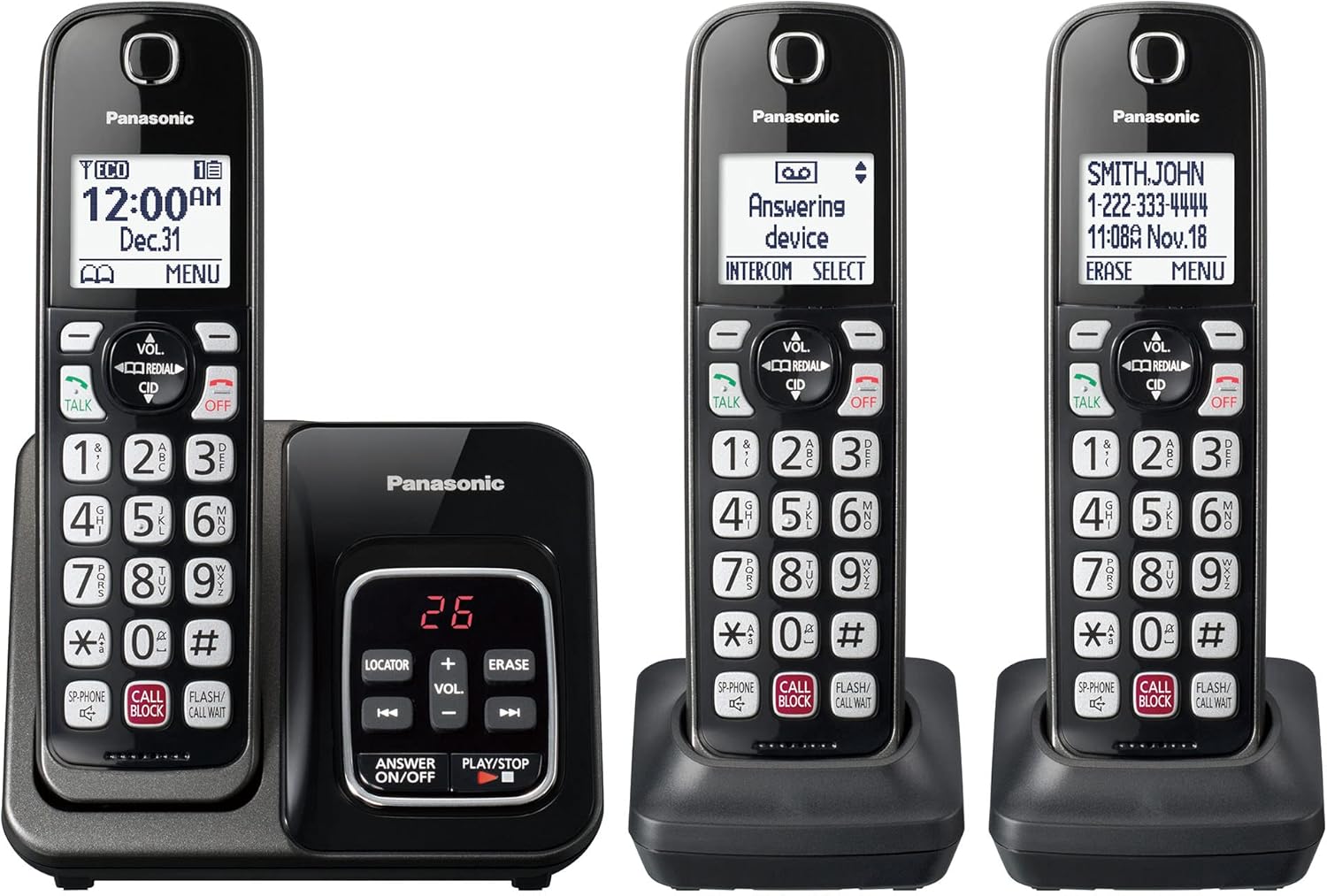 Panasonic Cordless Phone with Answering Machine (3 phones)