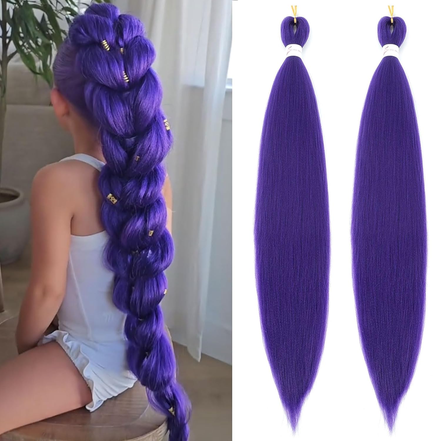 Purple Braiding Hair 24 inches 2 pack