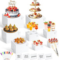 8 Pcs White Buffet Risers with Mini Table Sign