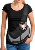 YUDODO Pet Sling Carrier for 5-9 lbs Small Dogs & Cats â€“ Hands-Free Puppy Carrier with Safety Hook, Large Zipper Pocket, Soft Breathable Mesh, Adjustable Strap & Reflective Strip (Gray 3.0 M)