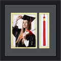 Seeloowy Graduation Photo Frame 4 x 6 with Tassel Holder for Pictures Photo Frame Elegant Double Mat 2026 Graduation Decor Gift for Graduate (Black)
